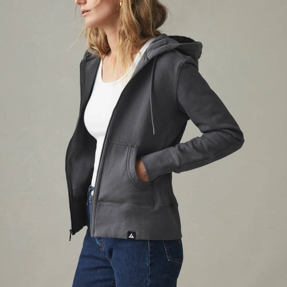 American Giant Womens Full Zip Hoodie Sweatshirt Gray Cotton XL Made in USA